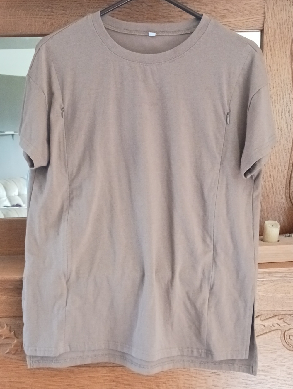 S/M Cotton Nursing Short Sleeve Tee - Taupe